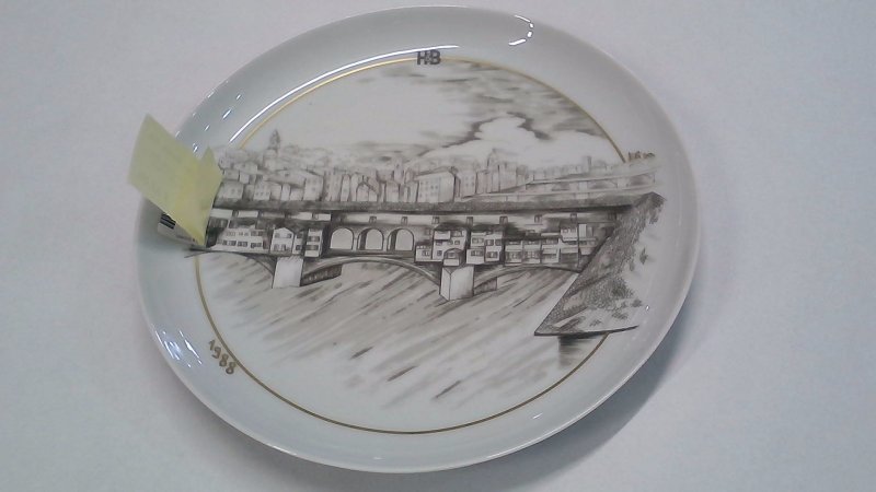 PIATTO IN CERAMICA ELISA PARINI Per Ceramiche Pelucchi Milano Cm 24 Bordo Oro 