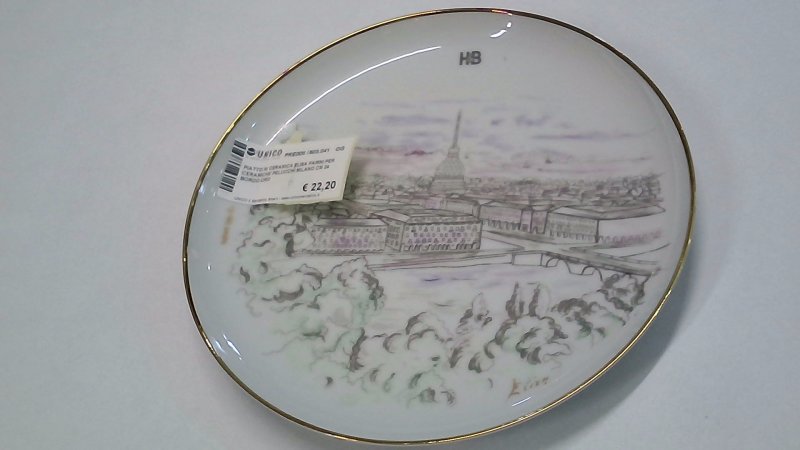 PIATTO IN CERAMICA ELISA PARINI Per Ceramiche Pelucchi Milano Cm 24 Bordo Oro 