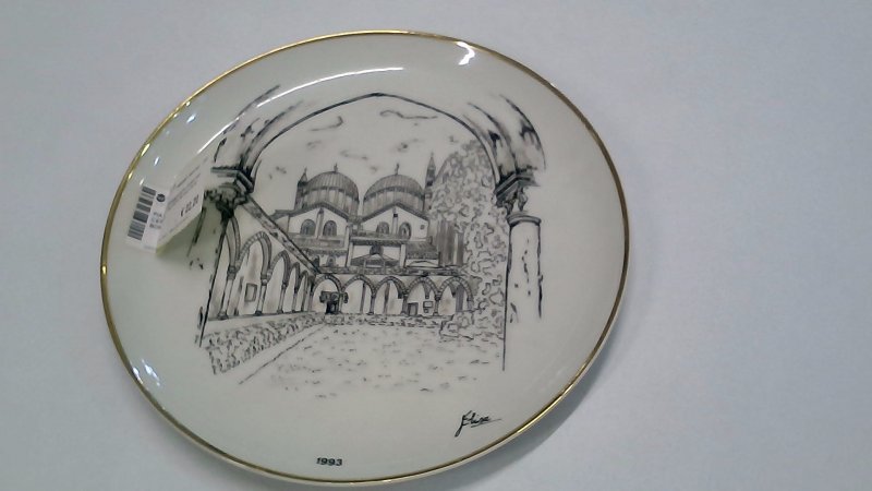 PIATTO IN CERAMICA ELISA PARINI Per Ceramiche Pelucchi Milano Cm 24 Bordo Oro 