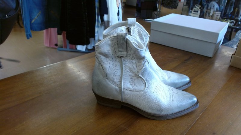 STIVALETTO CAMPEROS CAFE NOIR BIANCO PELLE N 37 K 