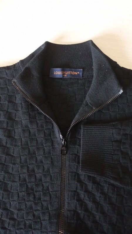 LOUIS VUITTON CARDIGAN ZIP CON MOTIVO DAMIER LANA MERINO TG L