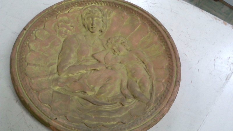 Piatto Decorativo Terracotta "madonna Con Bambino"     V