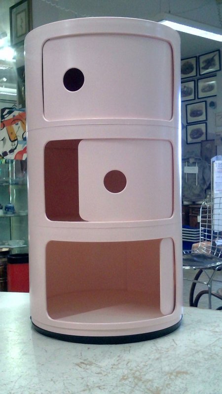 Comodino Kartell Anna Castelli Ferrieri  Rosa 3 Scomparti Piccoli Segni D'usura   V