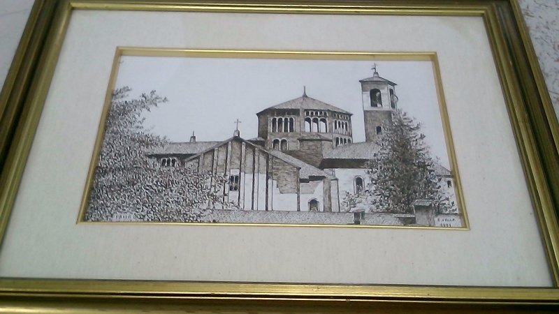 Quadro China Su Carta "san Michele"  Cornice Legno Dorato   V