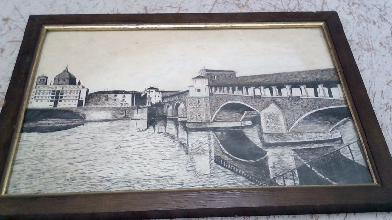 Quadretto Pavia Ponte Coperto  China Su Carta   V