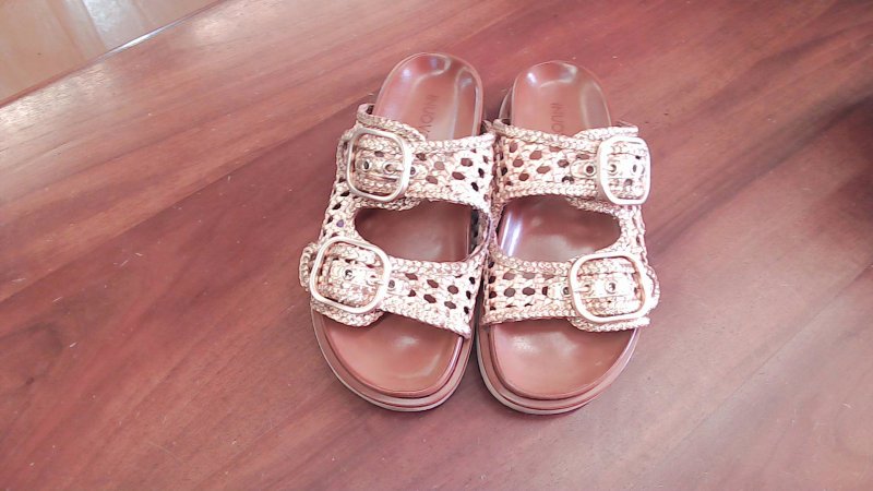 INUOVO SANDALO BASSO PELLE E RAFIA ORO N 37 K