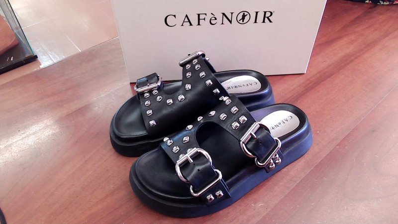 Ciabatta Doppia Fibbia Cafe' Noir In Pelle 36  R
