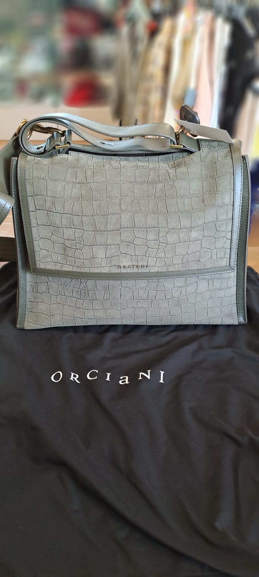 BORSA ORCIANI PELLE VERDE SALVIA